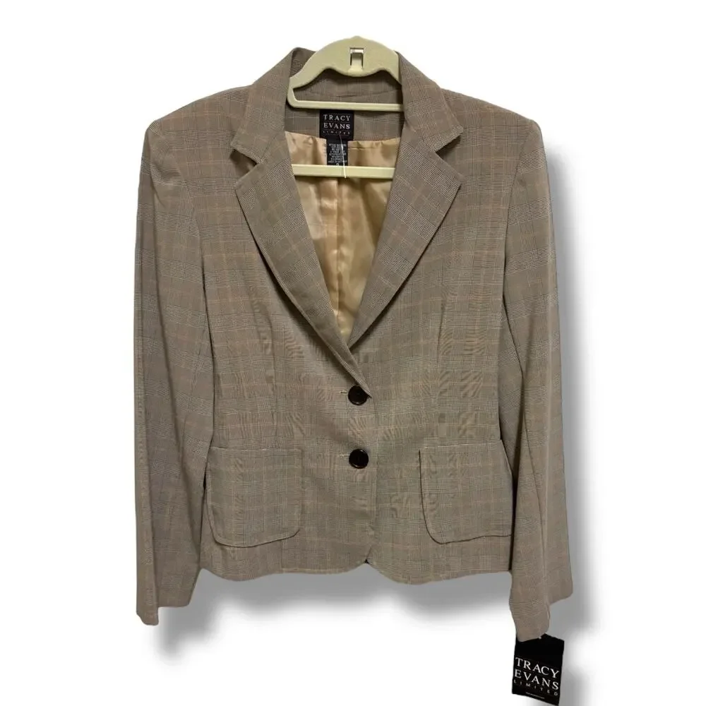Vintage Tracy Evans Women's Plaid Blazer Jacket Juniors 9 NWT‎ NEW Y2K